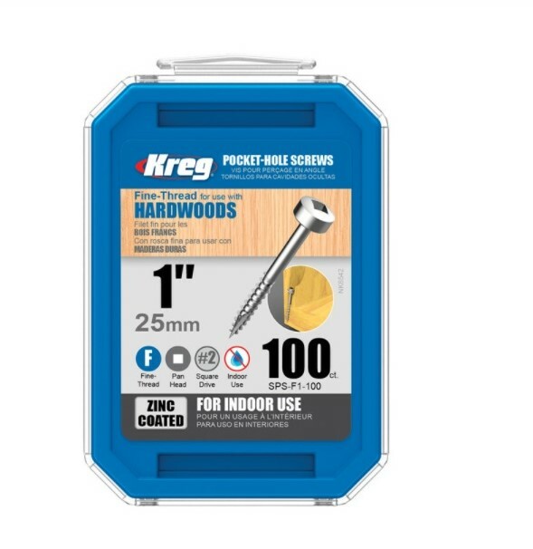KREG SPS-F1-100 No. 6 S X 1 in. L Square Zinc-Plated Pocket-Hole Screw 100 pk
