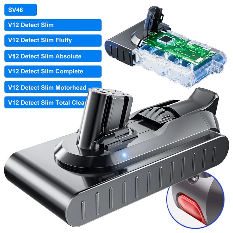 9000mAH For Dyson V12 Detect Slim Absoulte Fluffy Battery Replacement 965470-01