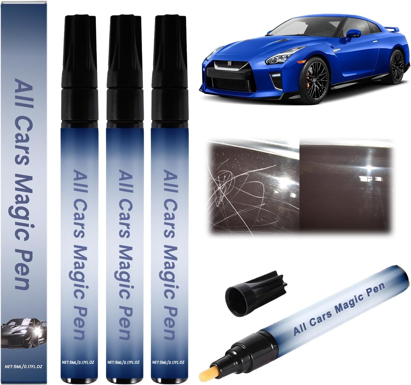 3PCS All Cars Magic Pen,Car Scratch 0.05 Fl Oz (Pack of 3), transparent