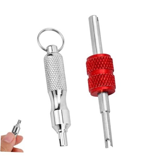 2pcs Valve Core Removal Tool Keychains, Dual & Single Head Tire Stem Core