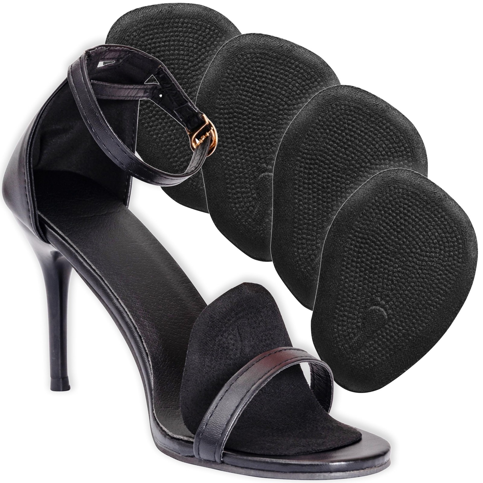 Ball of Foot Cushions for Women, High Heel Metatarsal Pads 4, Dark Black