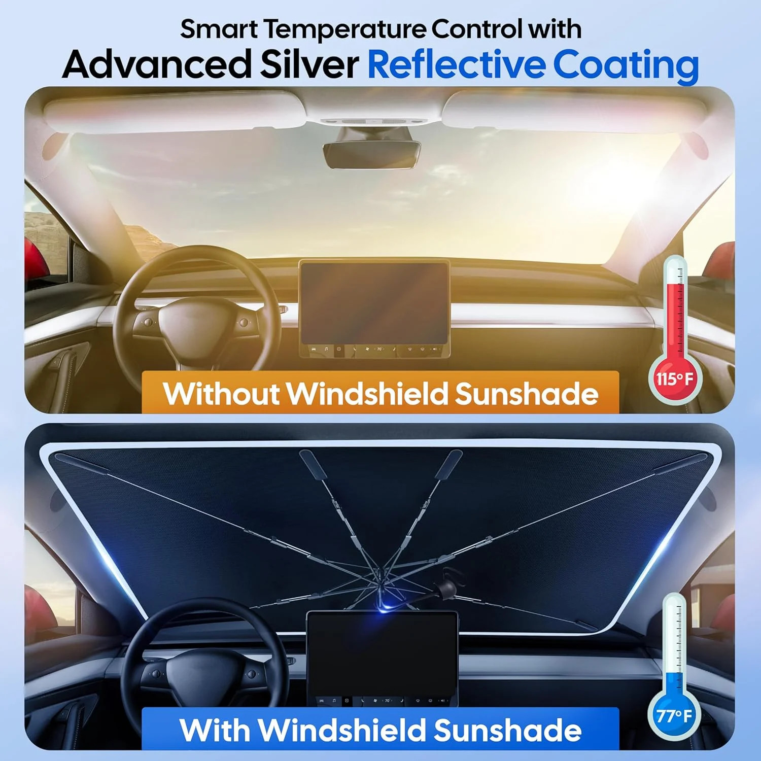EcoNour Umbrella Windshields Sun Shade for Car | Foldable Umbrella Sun Shield |
