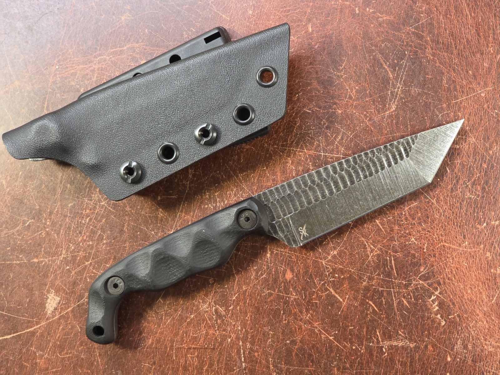 Stroup Knives - Bravo 5 Tanto Black G10 w/Sheath 1095 High Carbon Steel