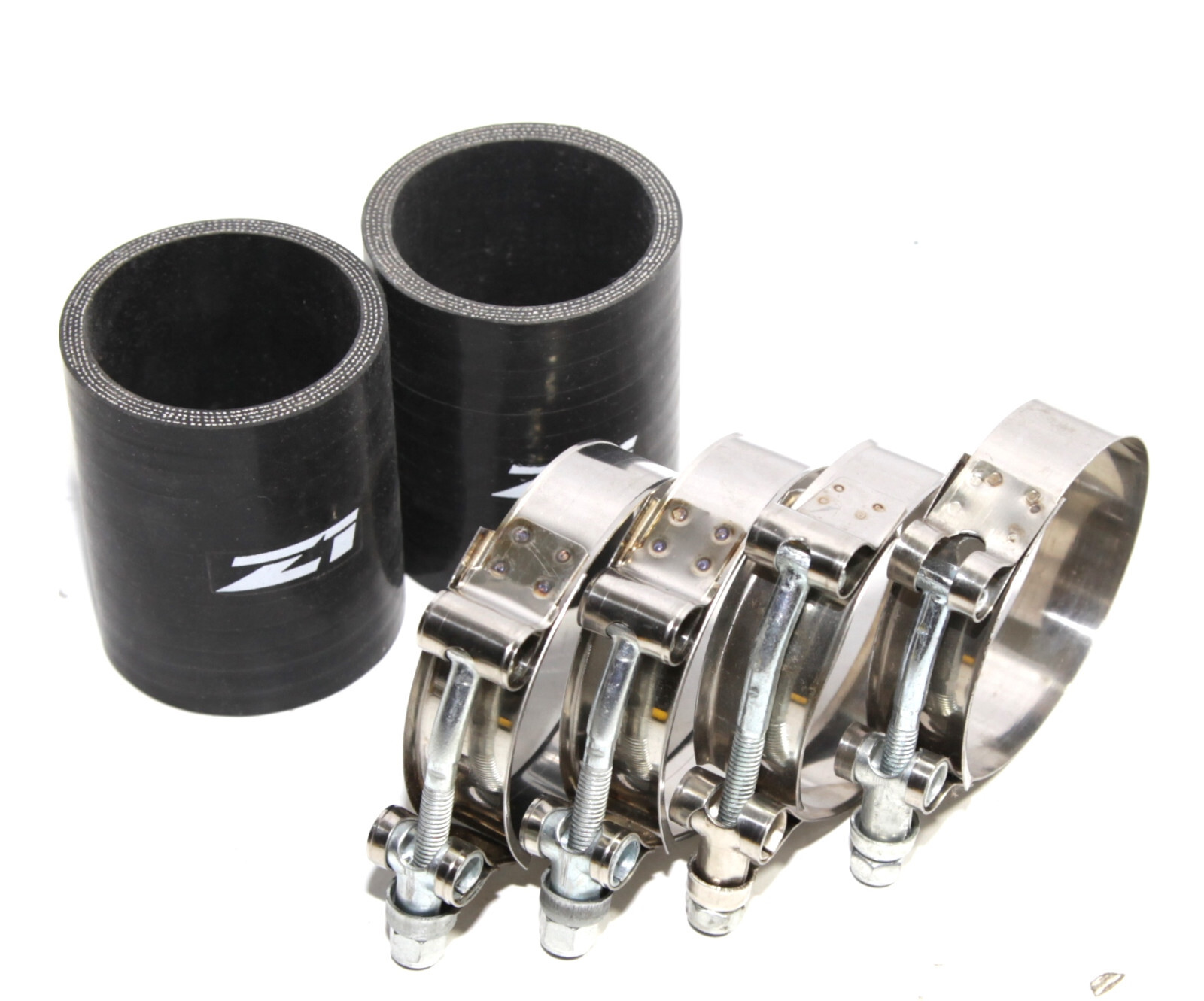 2PC BLACK 5PLY 2"ID Straight Hose  Coupler Silicones+ 4xStainless Steel Clamp