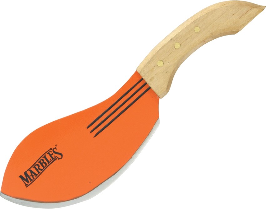 Marbles Bolo Camp Cleaver Knife 8.62" Orange Finish Blade Natural Wood Handle