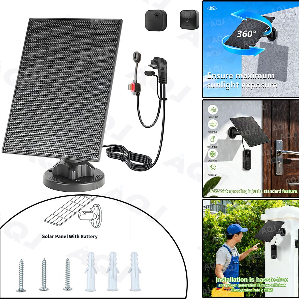Solar Panel for Blink Camera, Solar Panel 3W Compatible with Blink for blink 4th