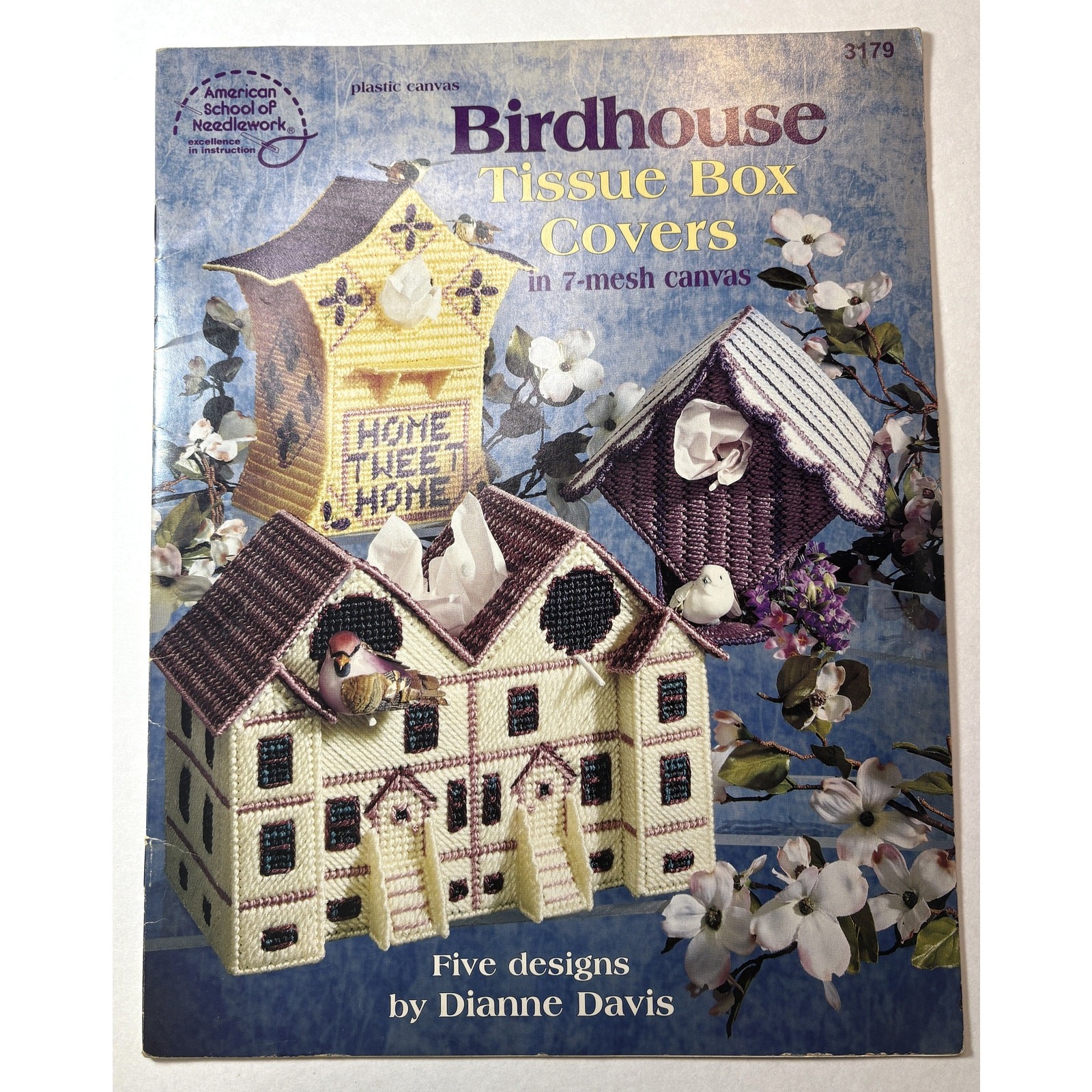 American School of Needlework Plastic Canvas Birdhouse Tissue Box Covers vn