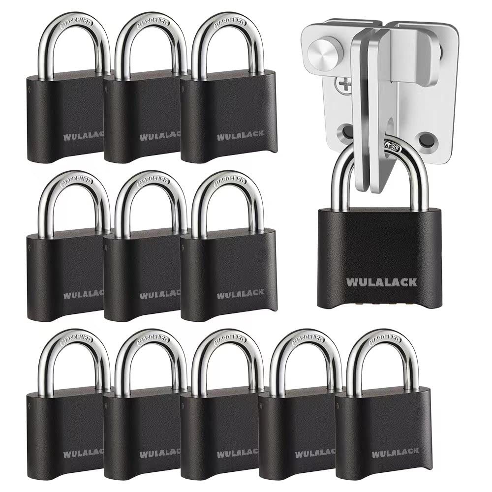WULALACK 12-Pack Weatherproof 4-Digit Combination Locks for Outdoor Sheds, Fence