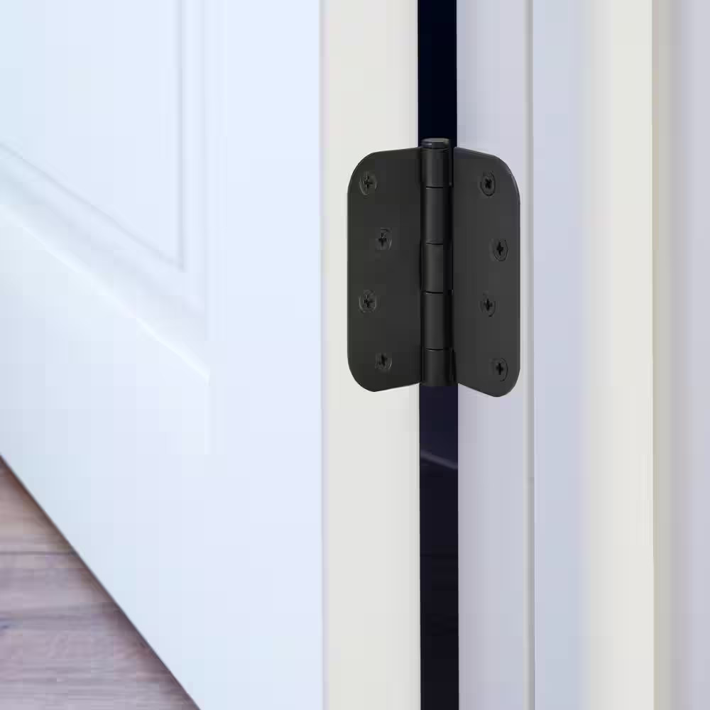 4 In. X 5/8 In. Radius Matte Black Door Hinge Value Pack (10 per Pack)