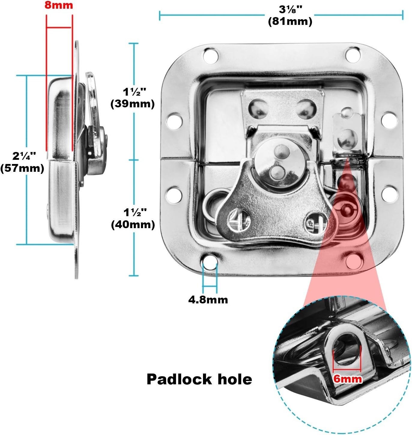 8 Pack Road Flight Case Spring Loaded Recessed Small Butterfly Twist Latch Tool