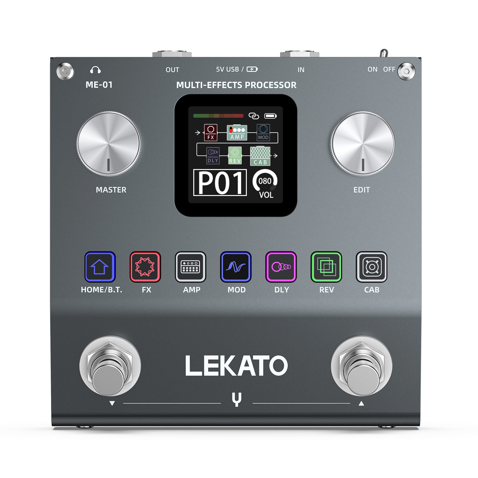 LEKATO Multi Effects Guitar Pedal 80 Presets 20 IRs Rechargeable Bass Processor