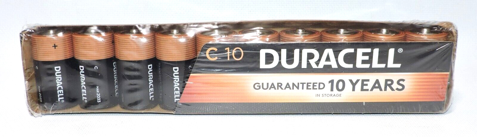 Duracell Coppertop C Alkaline Batteries 10 PACK, NEW, SEALED, EXP: March 2033