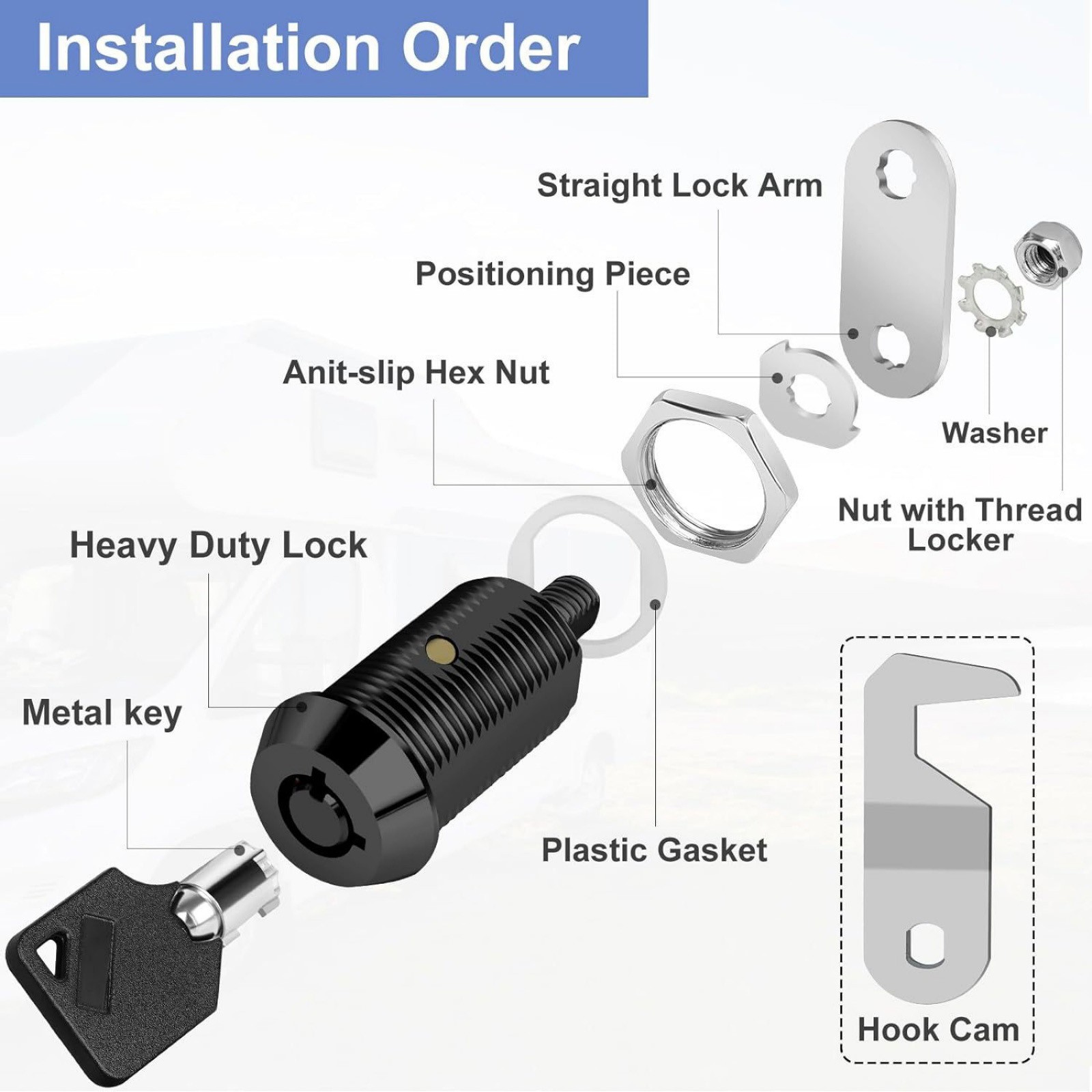 5/8" Cam Lock for Various Tool Box Cabinet Mailbox RV Door Replacement Part