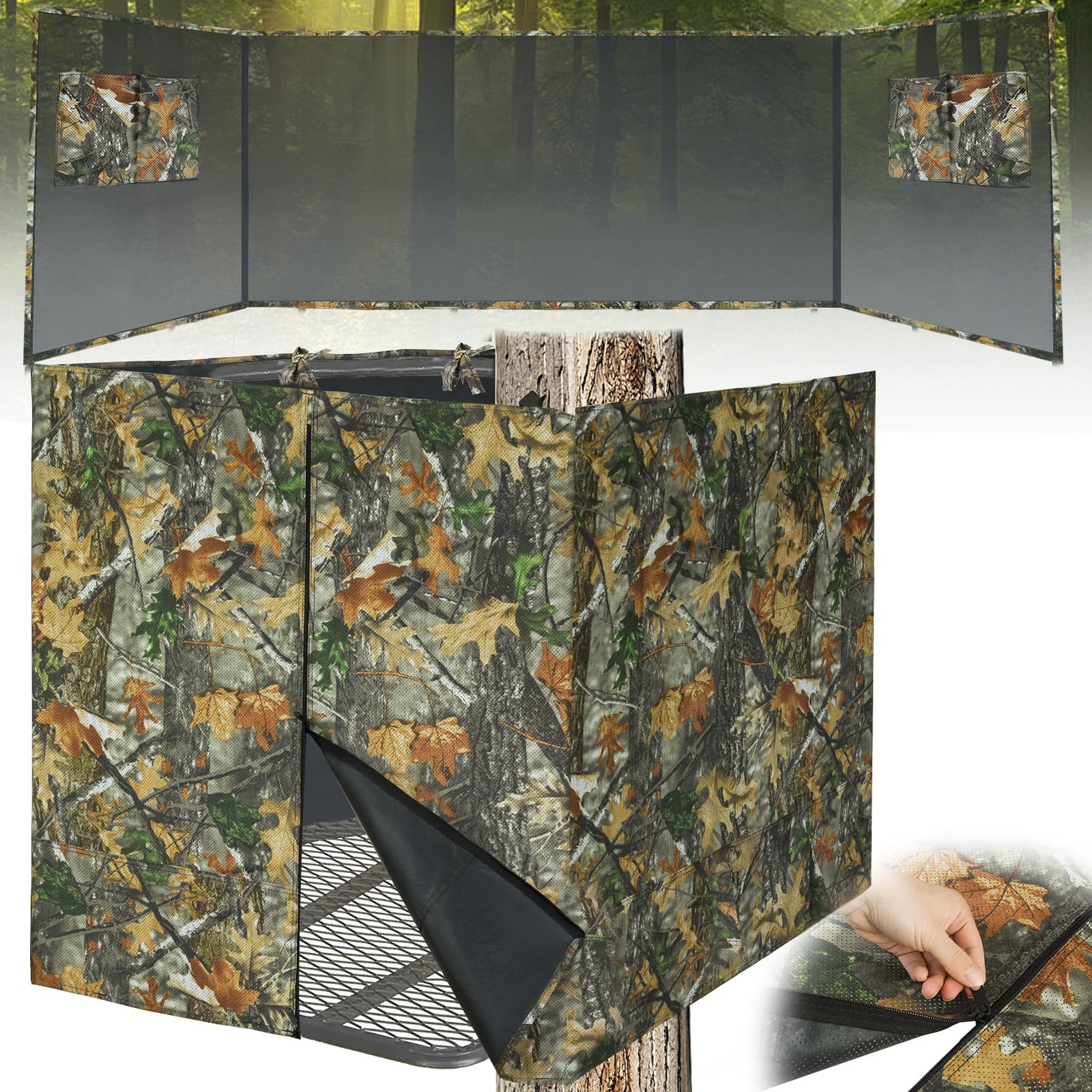 See Through Hunting Tree Stand Blind, 102x36IN, Three-sided,
