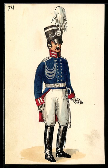Hand Drawn Soldier In Uniform Drawing, Single Card, In Good Condition
