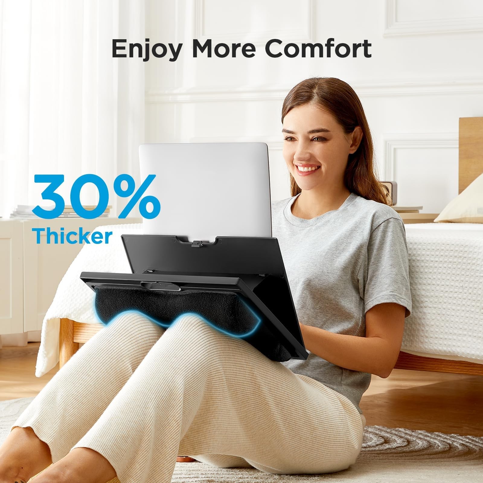 Adjustable Lap Desk Laptop Stand with Cushions for Bed Sofa Work Use