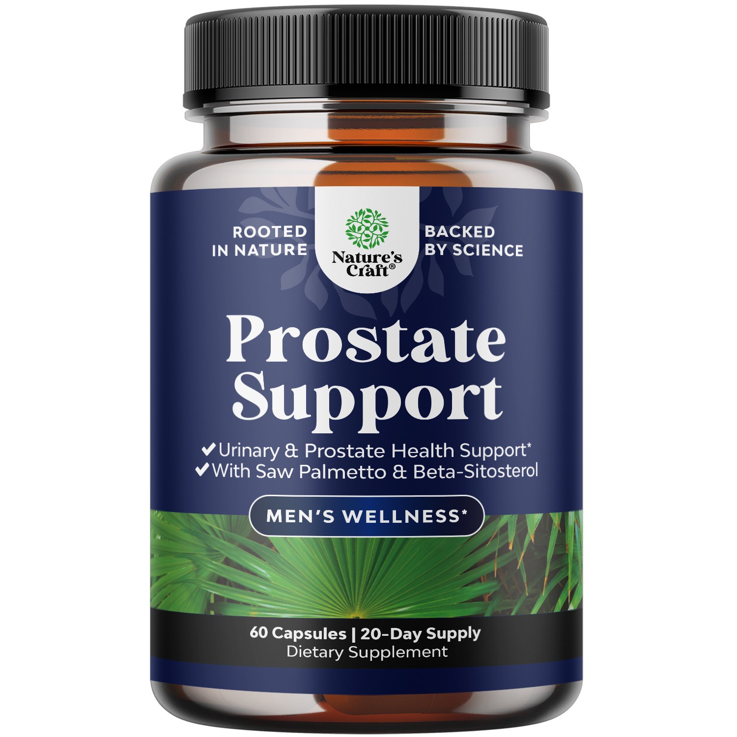 Herbal Saw Palmetto Male Supplement Potent Pygeum and Saw Palmetto Extract 60ct