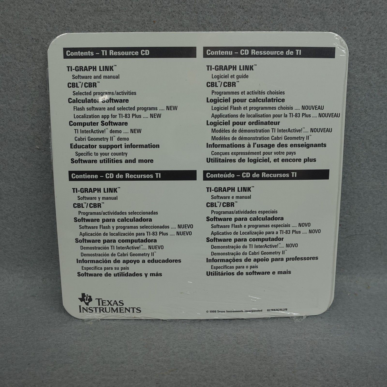 Texas Instruments TI Resource CD Version 1.0 Windows Macintosh Software New
