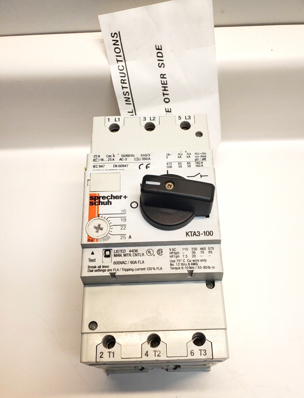 NEW! Sprecher Schuh KTA3-100 Circuit Breaker 16-25Amp 3Phase, FREE SHIPPING!