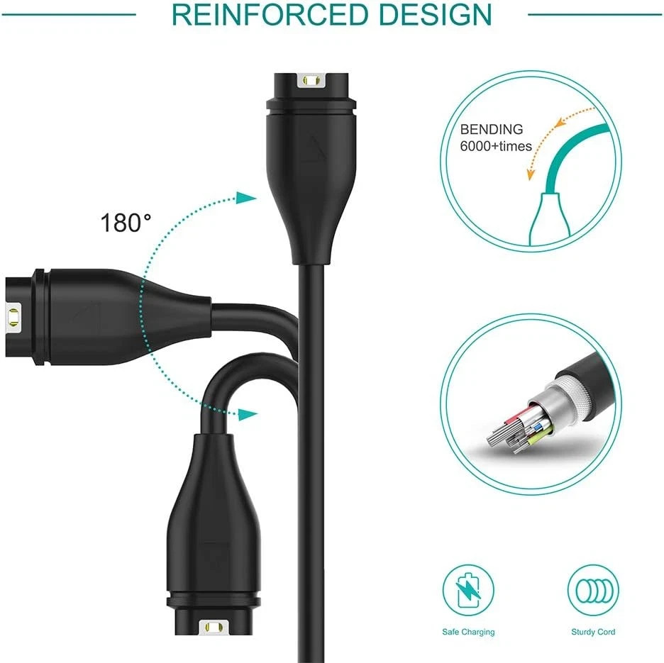 Charger Cable Compatible with Garmin Watch - 2 Pack - 1M