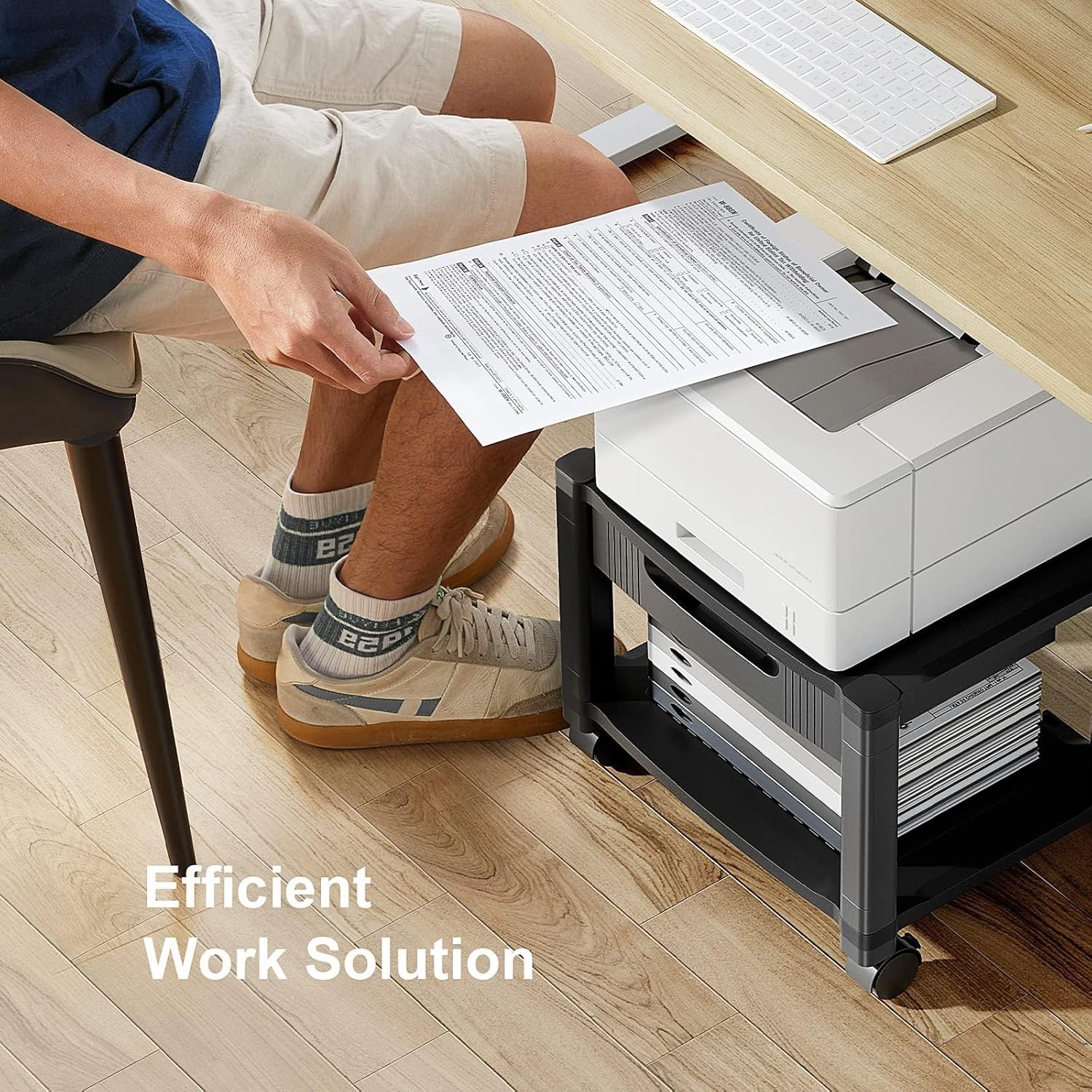 Printer Stand W/ Cable Management & Storage Drawer Printer Table W/ Locking New