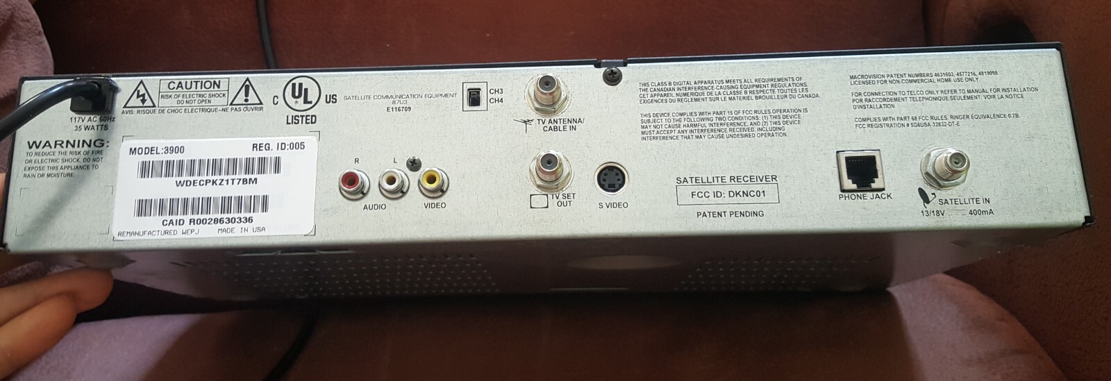 Dish Echostar Model 3900 Receiver DV3 MPEG2