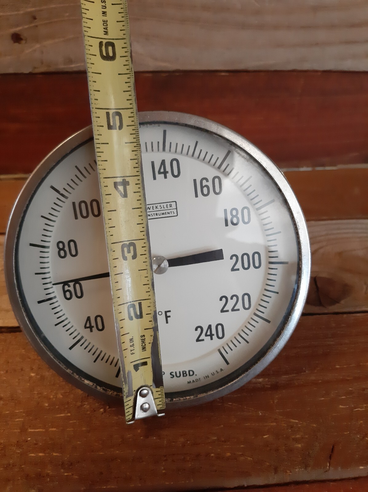 Weksler Instruments 5" Thermometer BM5-1-72. Freeport, N.Y. Made U.S.A Bimetal