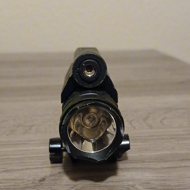 Black Rail-Mounted Tactical LED Weapon Light w/ Red Laser for Handgun & Rifle