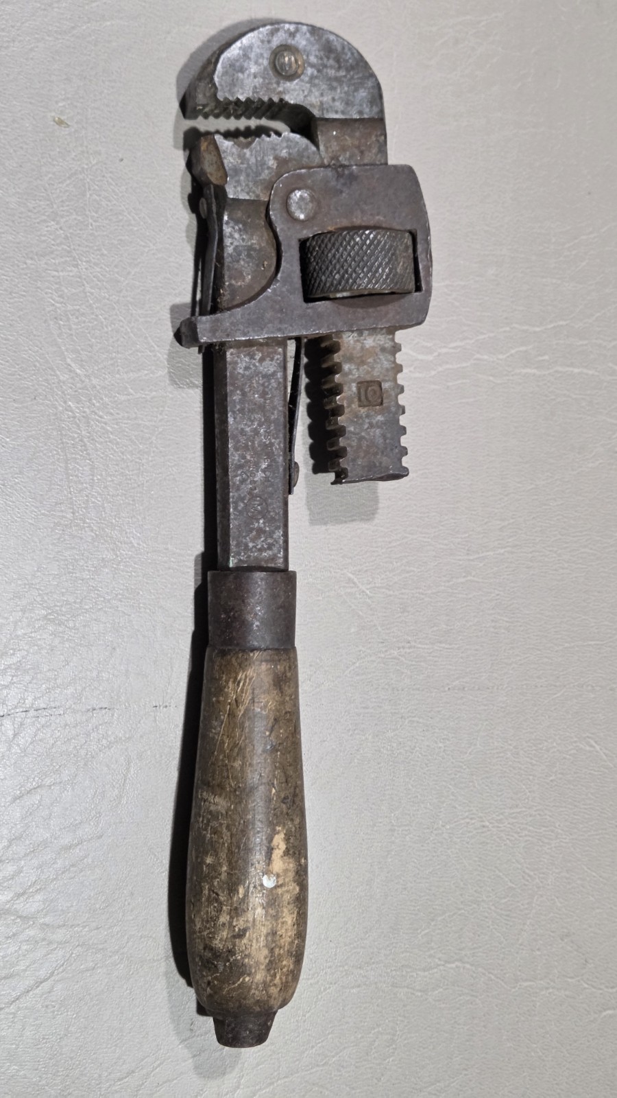 Vintage To Antique Stillson's Moore Drop Forging Co Pipe Wrench #10 Wood Handle