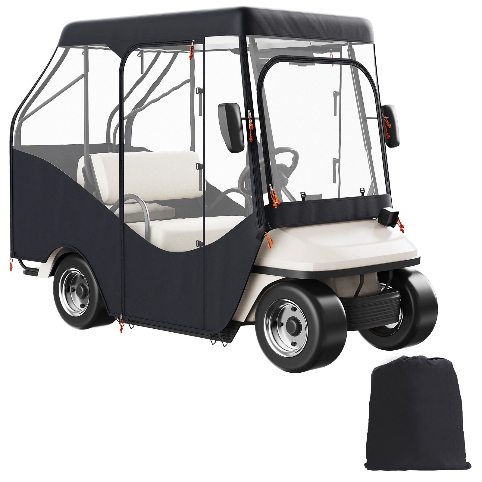 4-Passenger Golf Cart Cover Waterproof Driving Enclosure Durable 600D Polyester