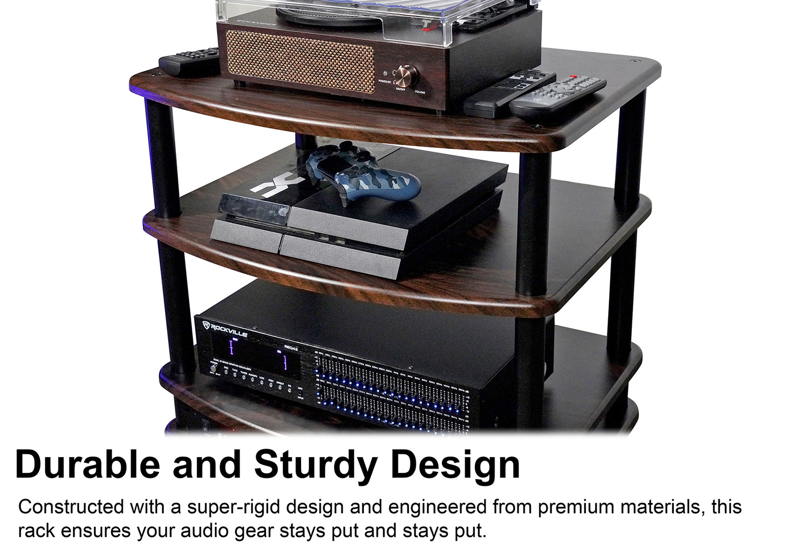 Rockville SHELF FOR FLX DARK WOOD Add-On Shelf + Tubes For FLX
