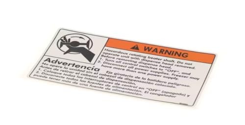 Fits Electro Freeze NC165025 Warning Decal/Label, Hazardous Rotating Beater