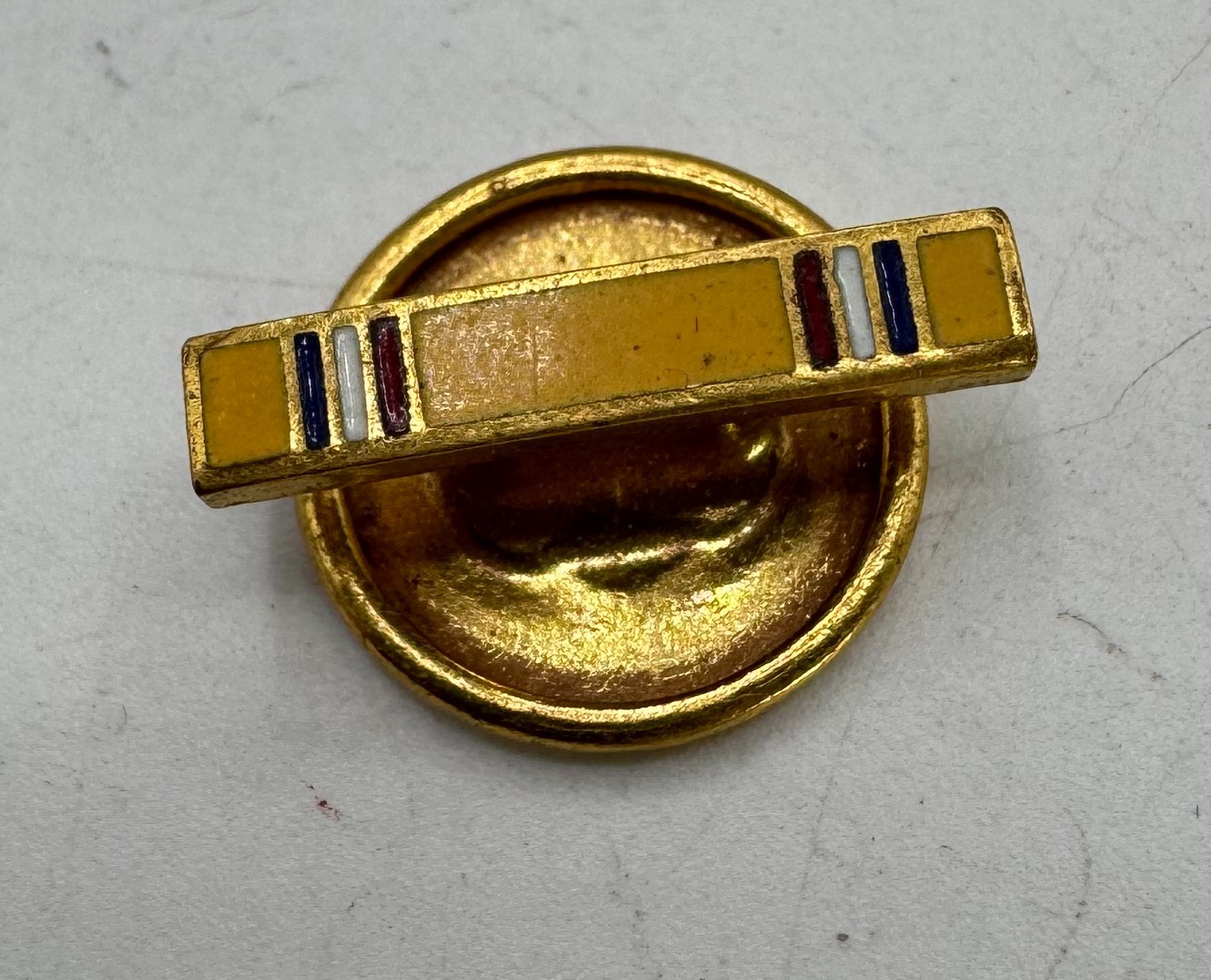 Vintage US Department of the Army American Defense Medal Lapel Pin Enamel Ribbon
