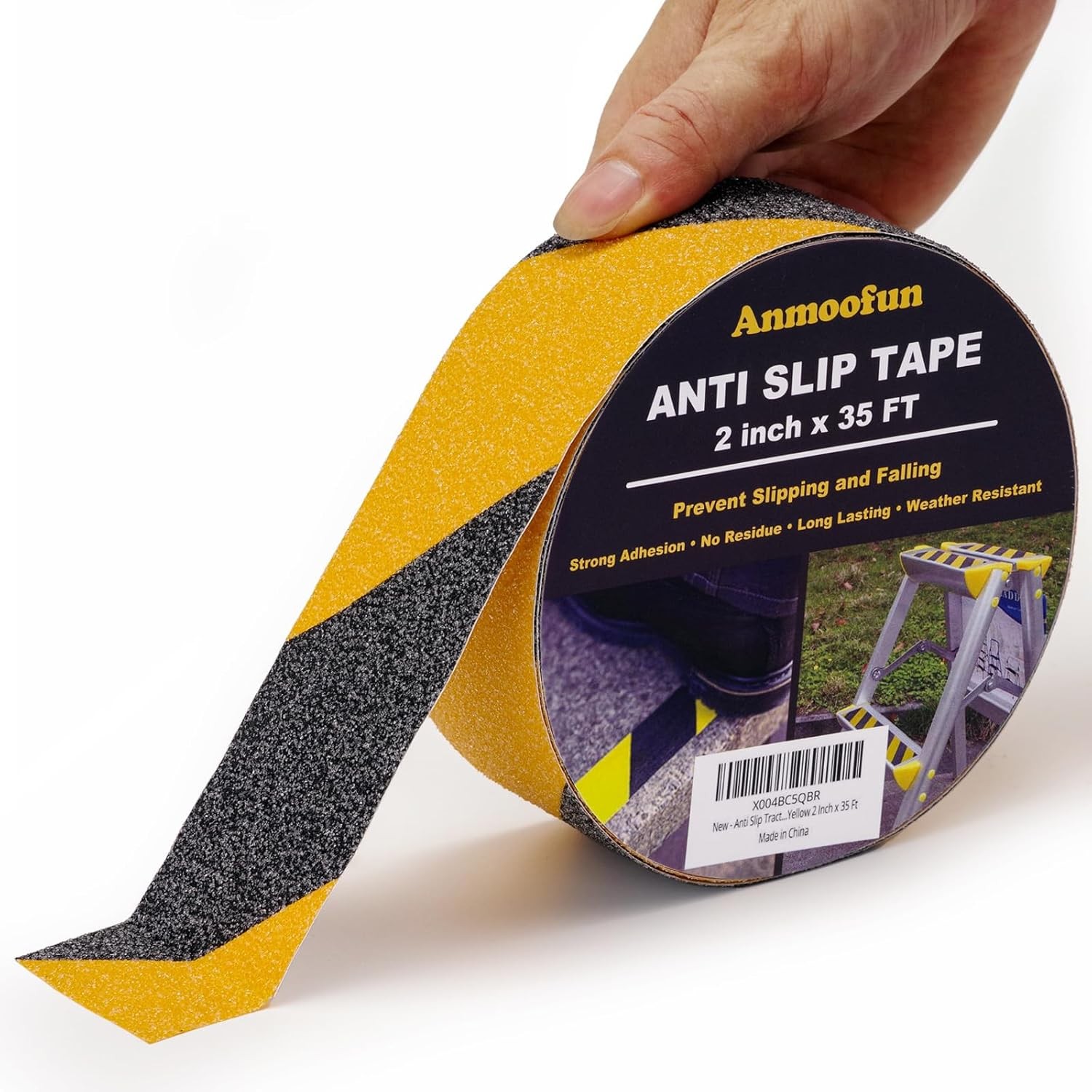 Anti Slip Traction Tape, Heavy Duty Grip 2 Inch x 35 Ft, Black and Yellow