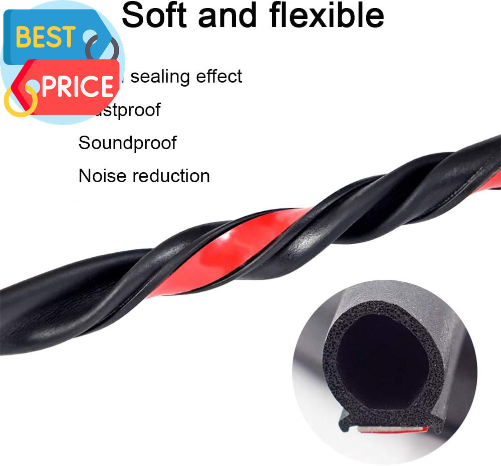 Universal Automotive Door Seal Strip D-Shape Self-Adhesive Weather Stripping for