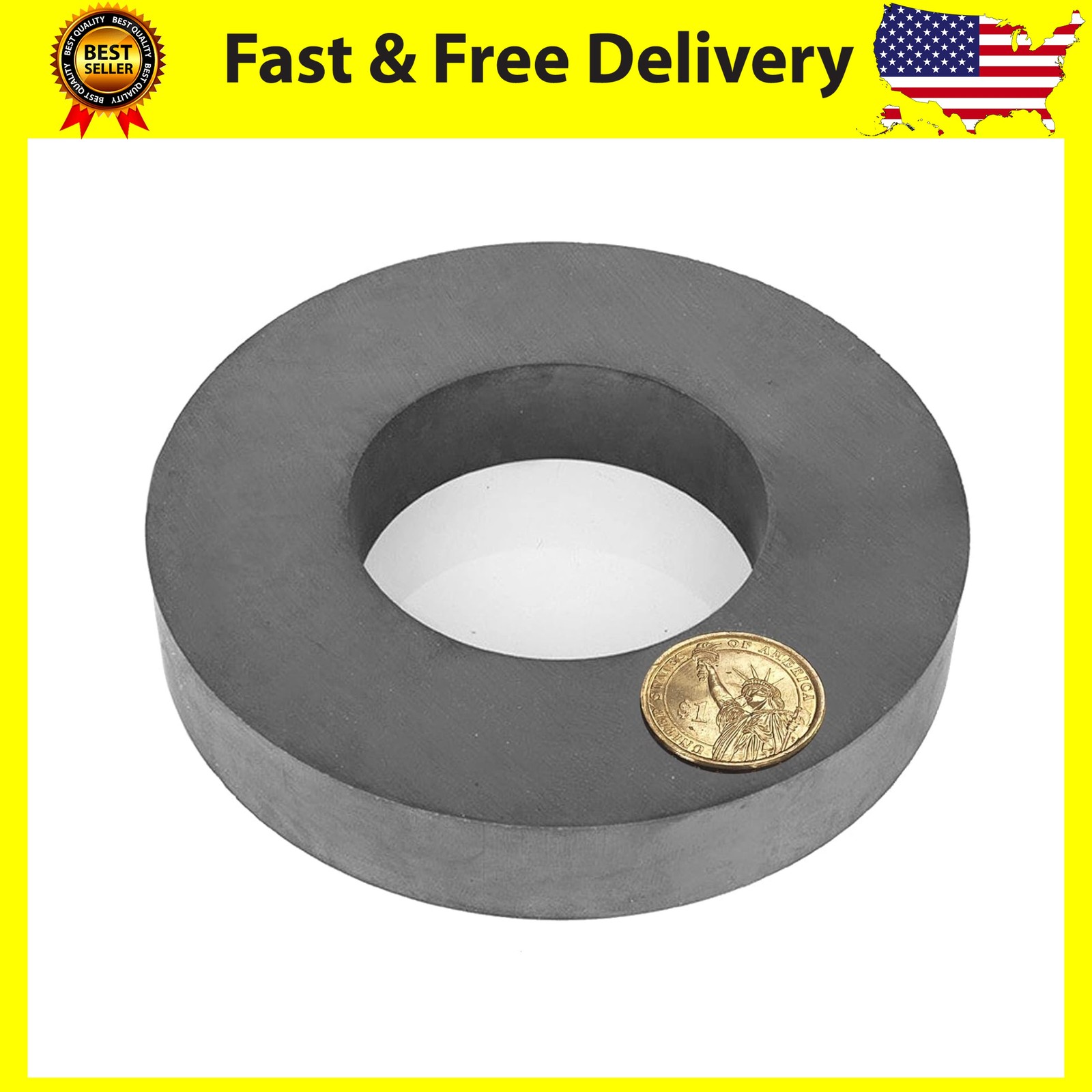 Ferrite Ring Large Magnet,4.72In Dia Big round Ceramic Disc Heavy Duty Magnets