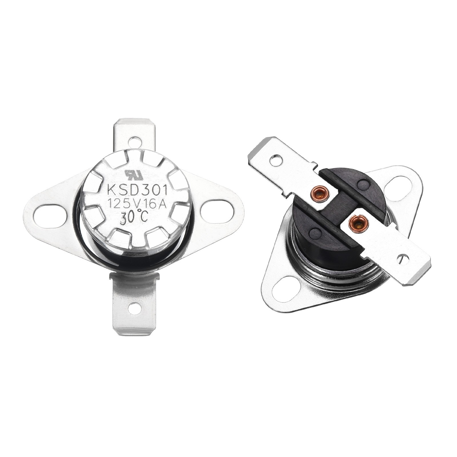 2 Pcs KSD301 Thermostat 30°C/86°F N.C Snap Disc Temperature Switch Bakelite