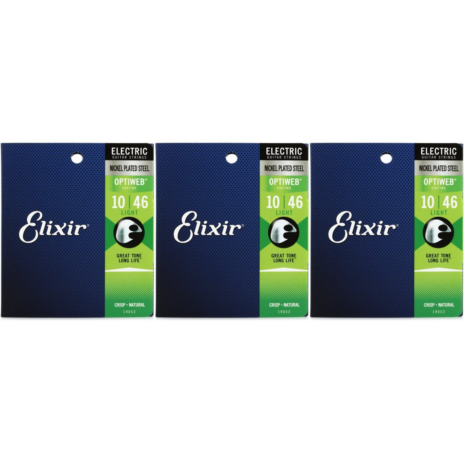 Elixir Strings 19052 Optiweb Electric Guitar Strings - .010-.046 Light (3-pack)