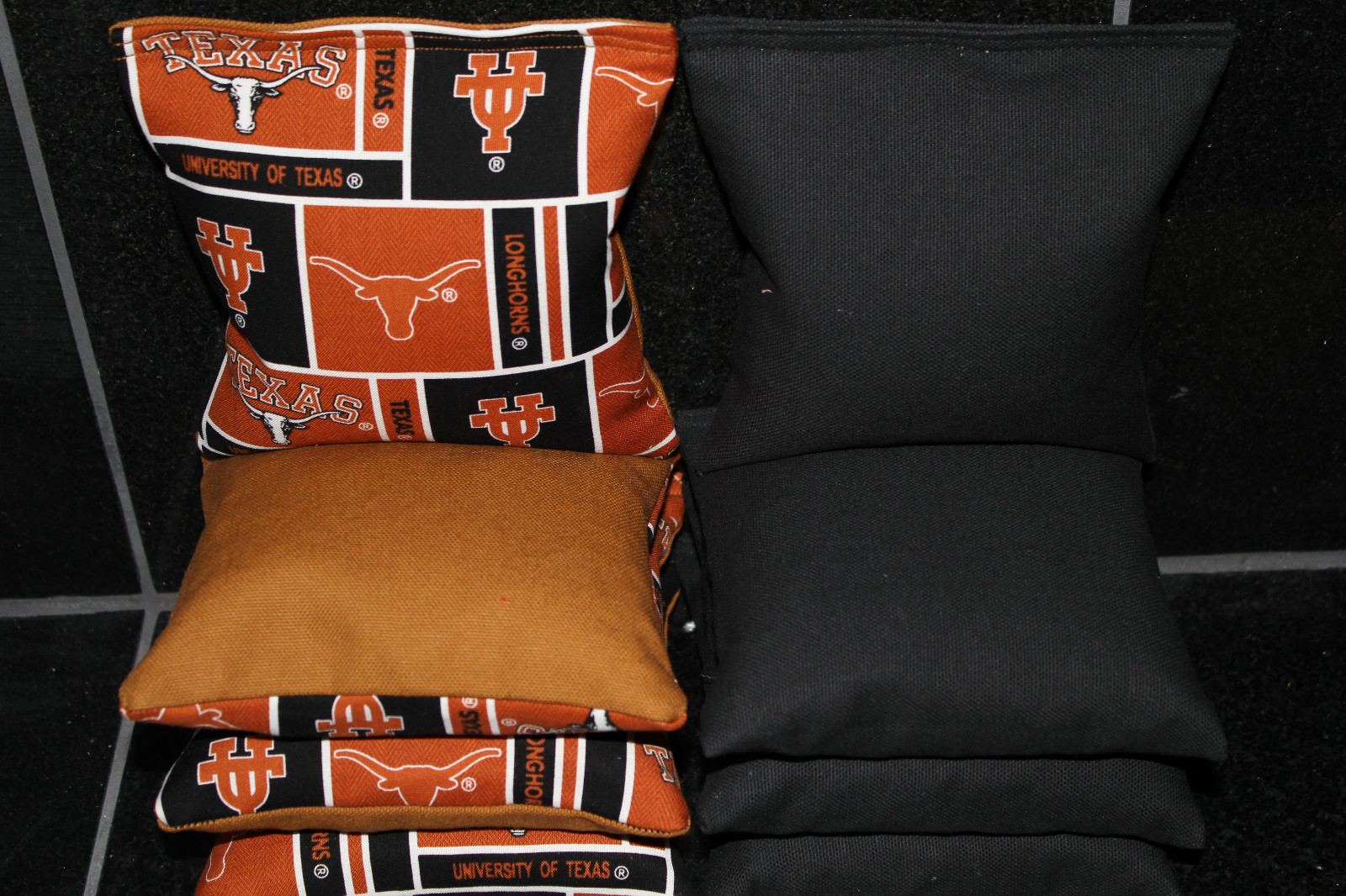 TEXAS LONGHORNS 8 CORNHOLE BEAN BAGS/BAGGO TOSS GAME Top Quality Handmade! New!
