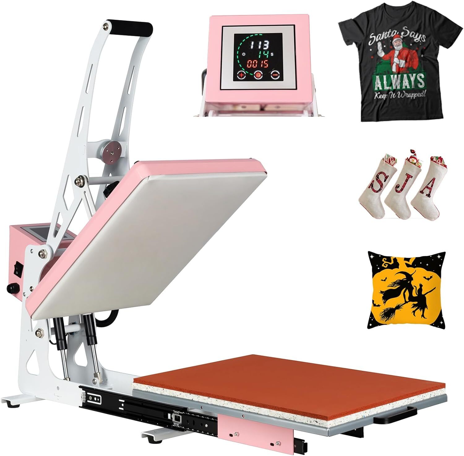 13x18 inch Auto Open Heat Press Machine w/Slide Out Base 1200 W Clamshell DTF