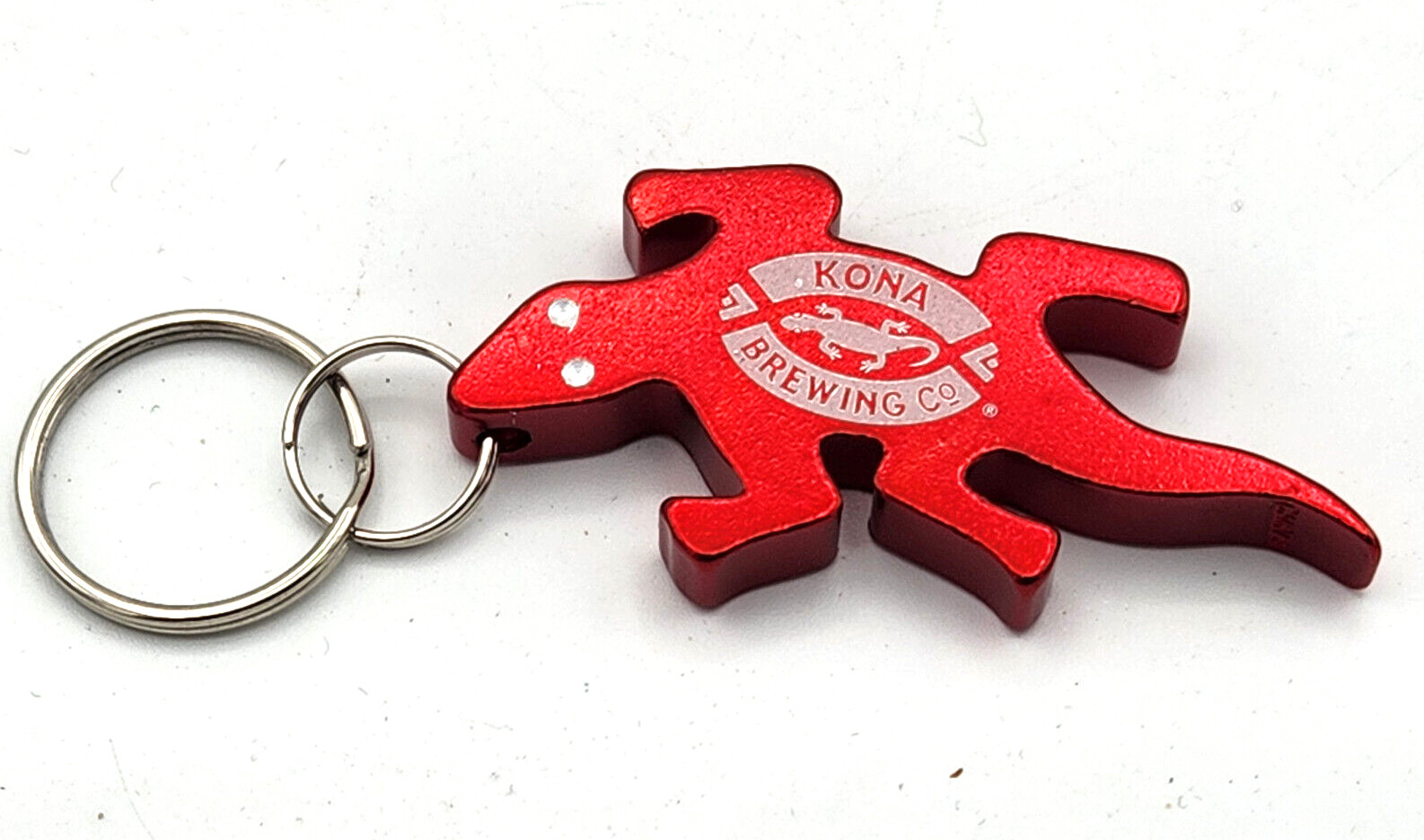 Kona Brewing Company Gecko Bottle Opener / Keychain - Red Aluminum - NEW