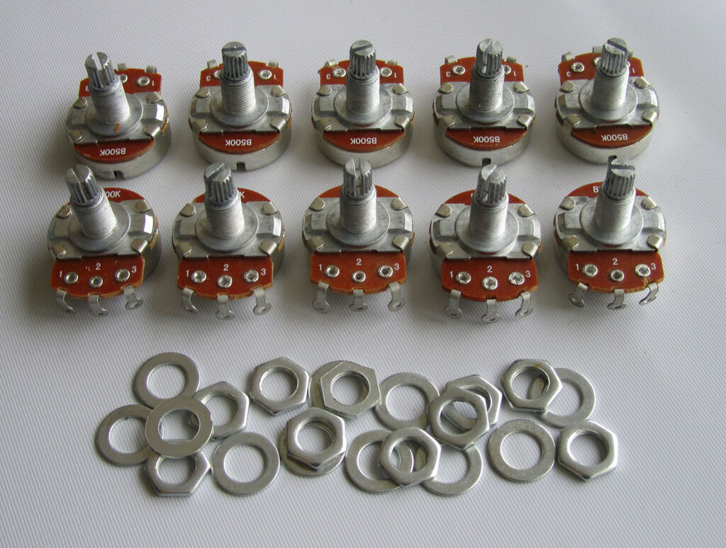 10pcs B500K Large Linear Guitar Pots 18mm Long Shaft Guitar 500K Potentiometers