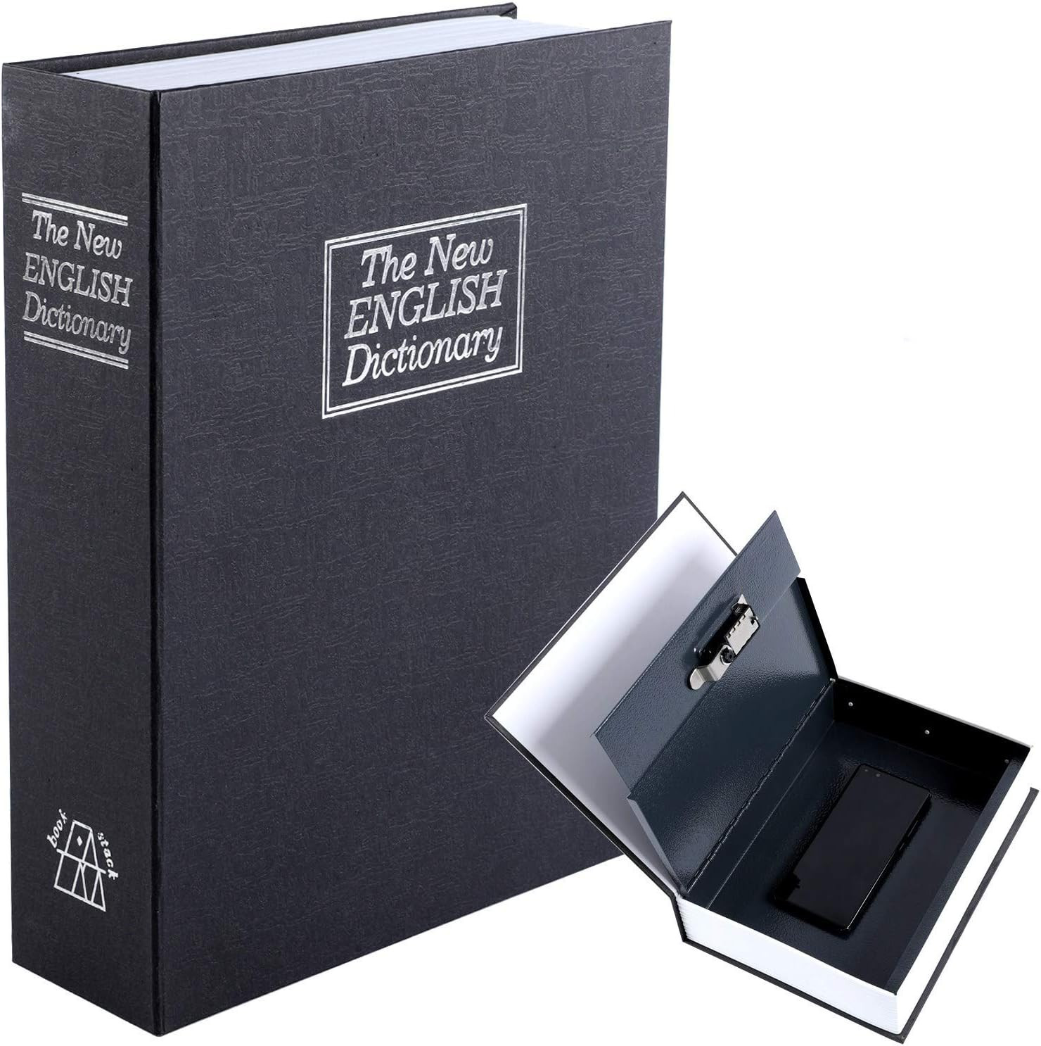 10.5 Inch Diversion Book Safe with Combination Lock, Secret Safe Metal Lock Box,
