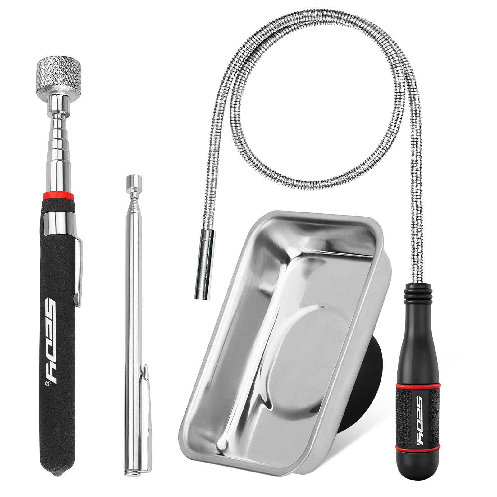 4-Piece Telescoping Magnetic Pickup Tools Set: 31in Portable Pickup...