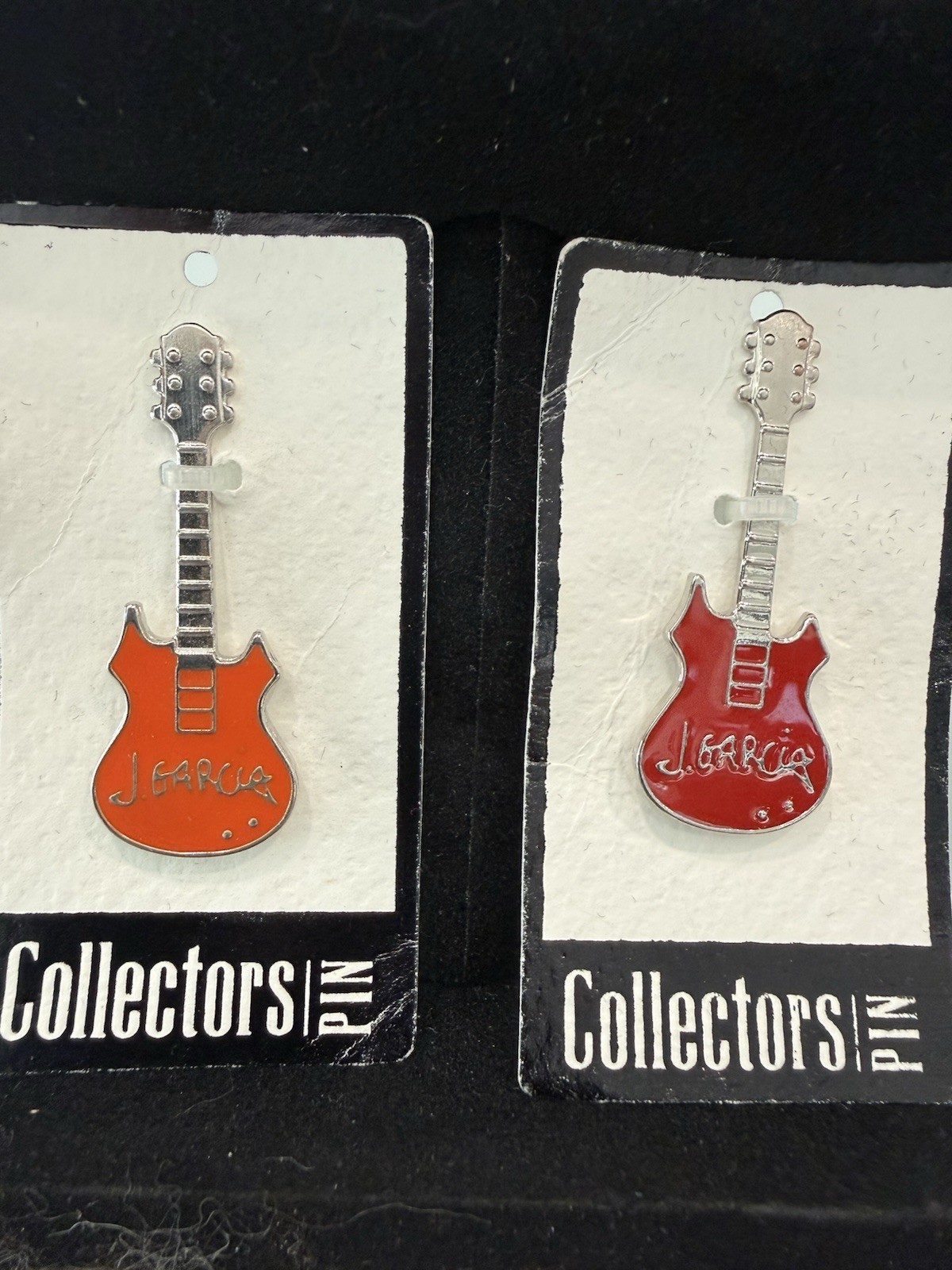 2 Grateful Dead Jerry Garcia Pins Guitar Collectors Orange & Red Enamel NEW