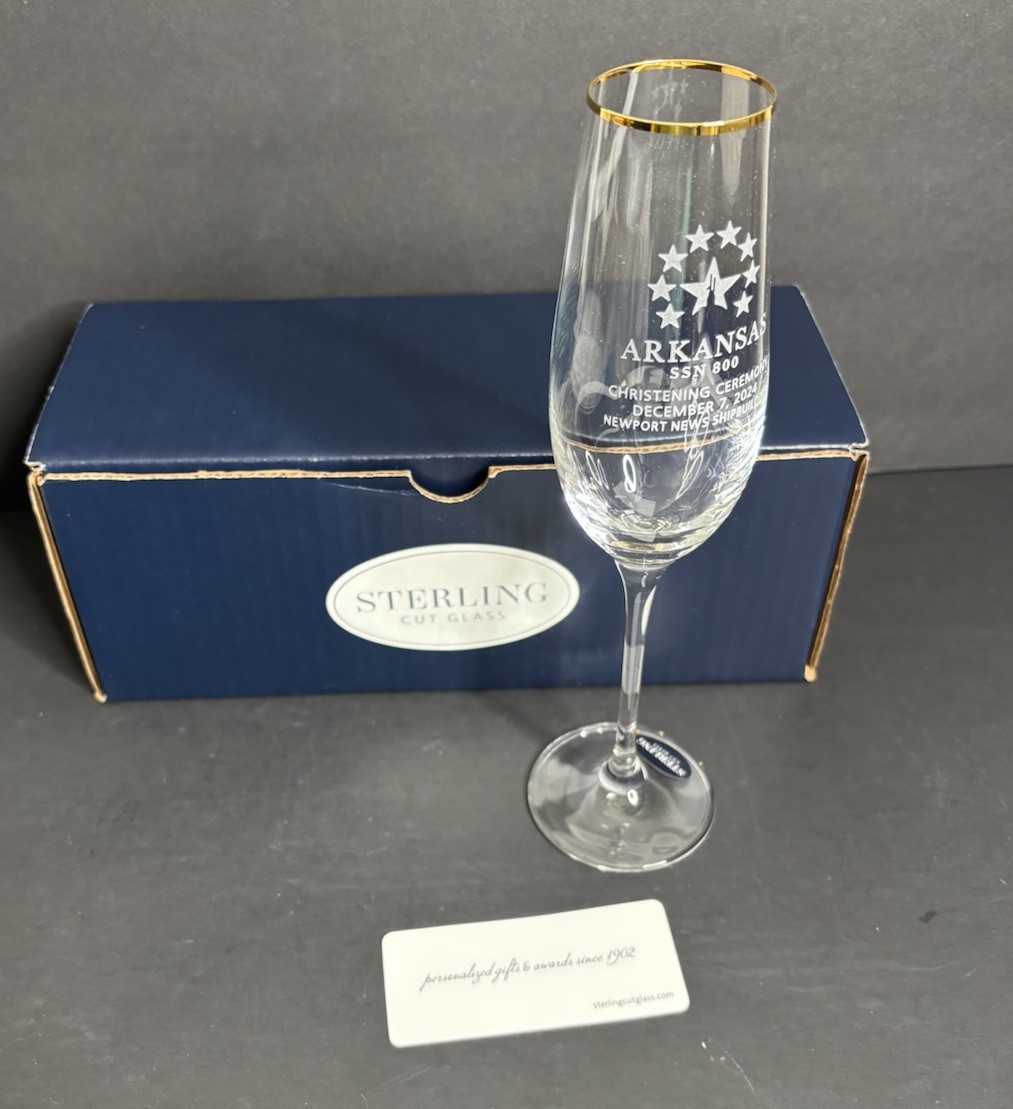 USS Arkansas Champagne Glass US Navy Submarine SSN 800 Christening Ceremony