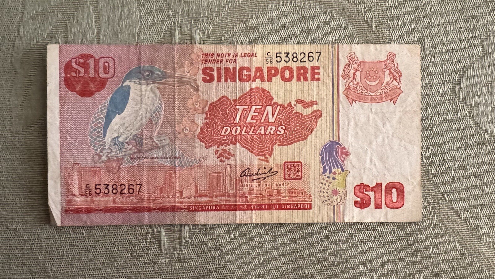 Singapore  10 Dollar 1976 Banknote Bird Series Paper Money