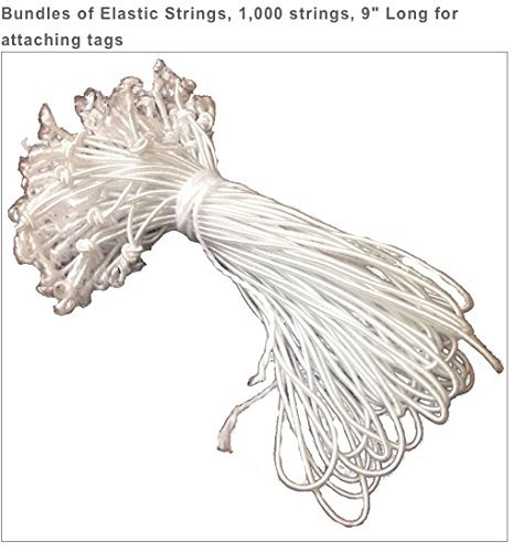 BUNDLE OF ELASTIC STRING, 1000 STRINGS, 9" LONG FOR ATTACHING TAGS