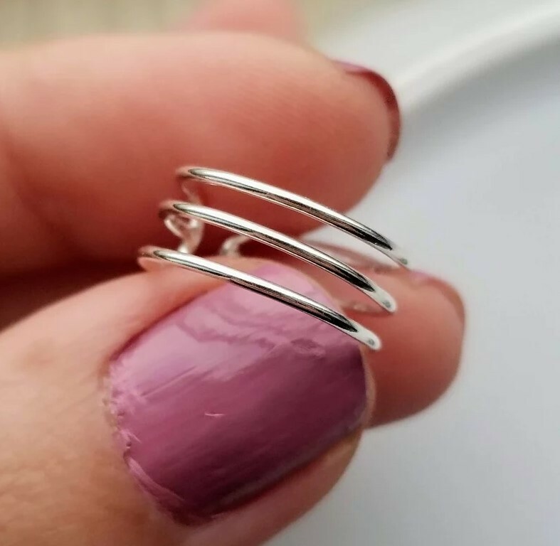 CHRISTMAS GIFT 4 WOMEN'S Solid MetalTriple Row Toe Ring White Gold Plated Silver
