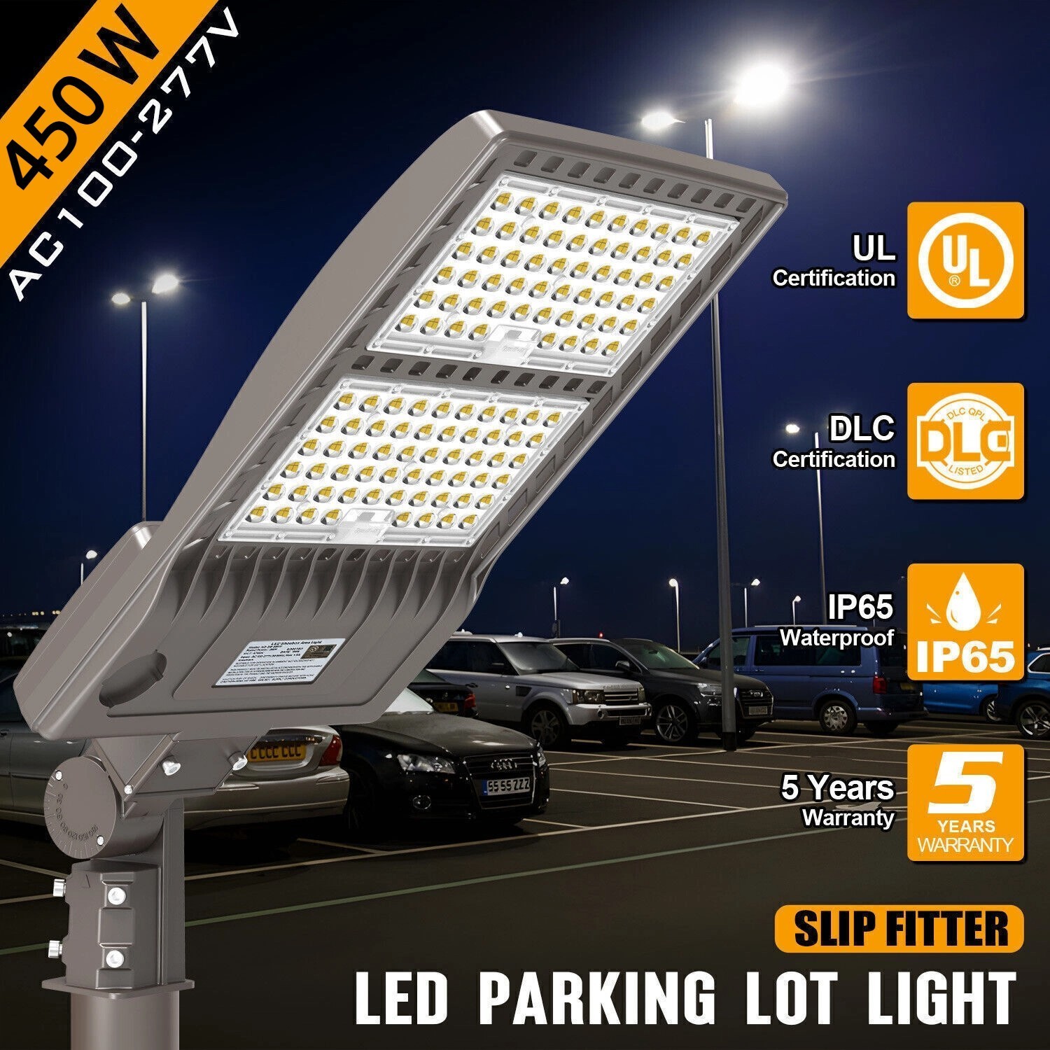 450W/360W/270W LED Parking Lot Light Outdoor Street Shoebox Pole Lamp Photocell